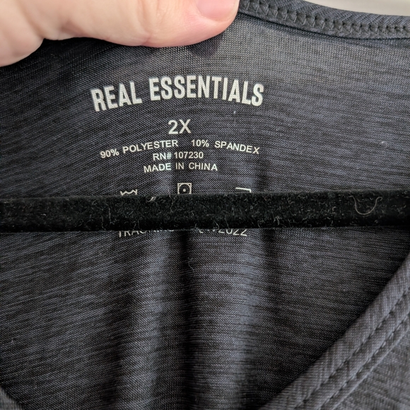 Bundle Of 3 Real Essentials Women's V-Neck Short Sleeve Tees - Teal, Black, Red - Picture 7 of 9